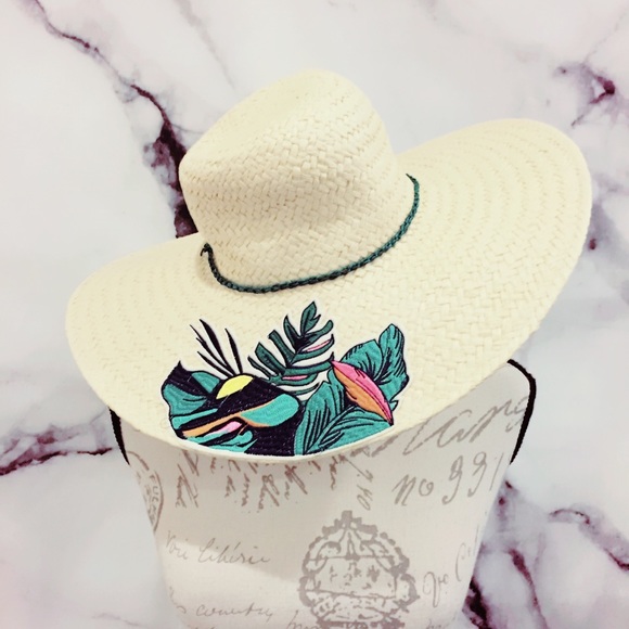 a new day Accessories - A New Day NWT Floppy Wide Brim Embroidered Sunhat